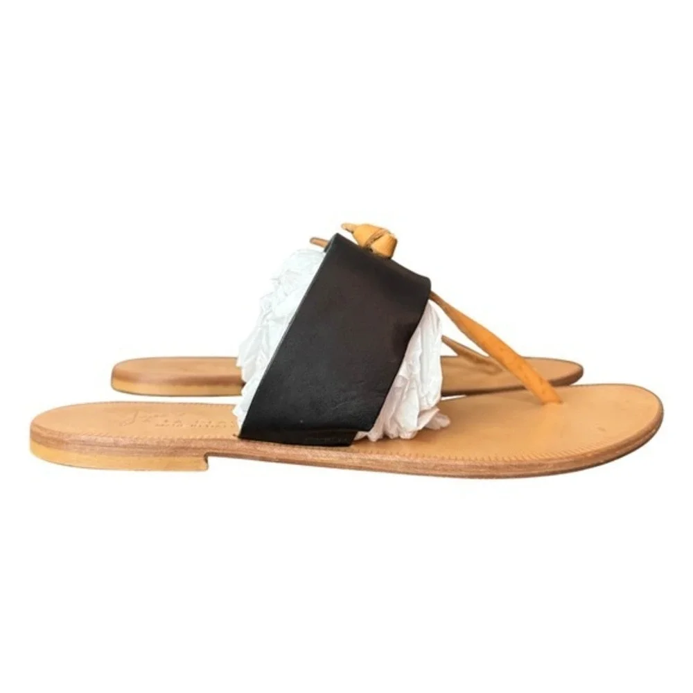 Joie women 37.5 sz US 7-7.5 A La‎ Plage Black and Natural Leather Boho Sandals